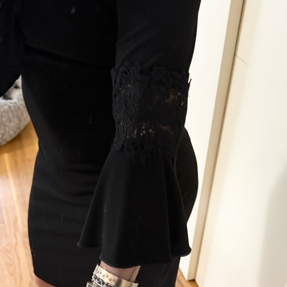 Tommy Hilfiger Black Sheath Dress with Lace Bell Sleeves - Picture 7 of 11